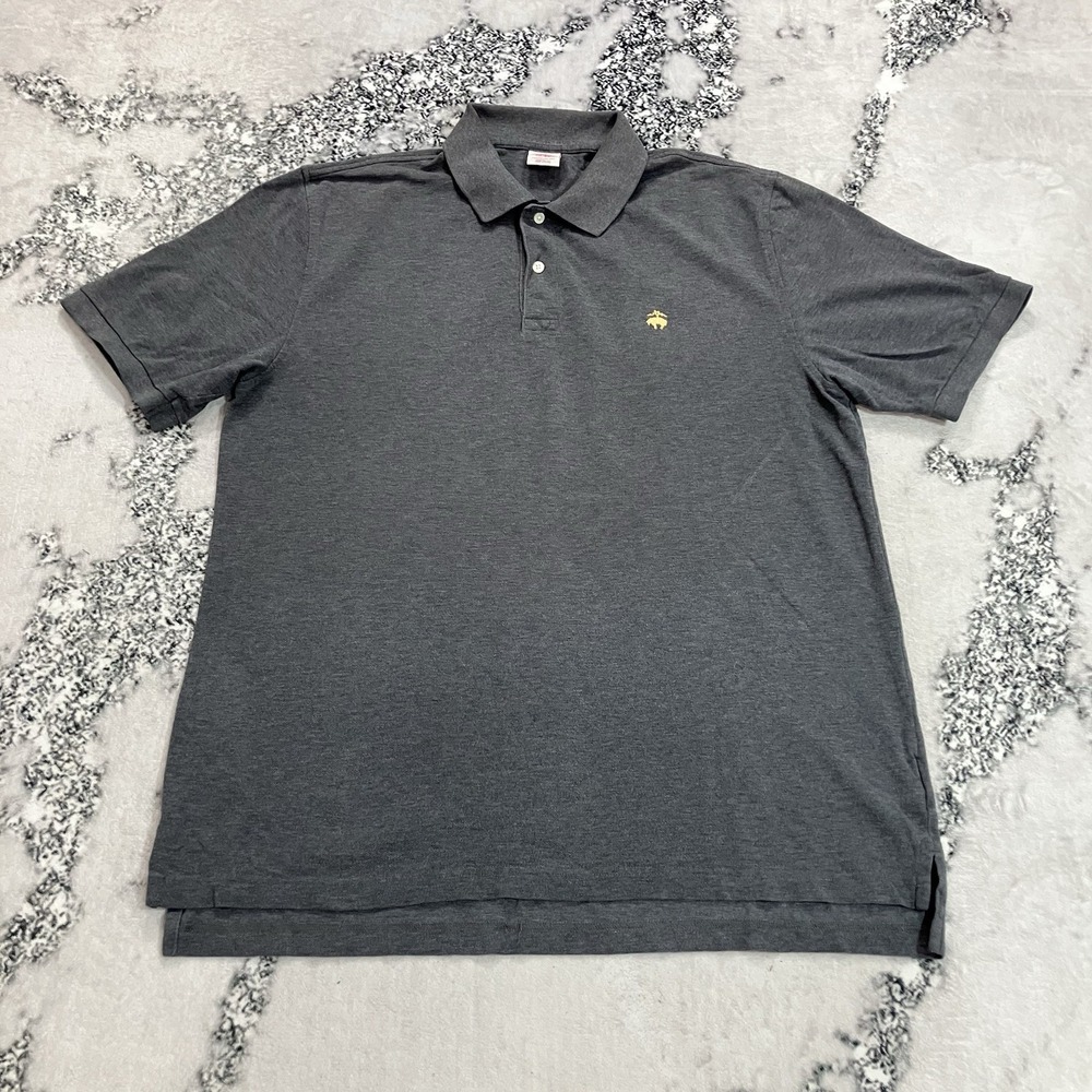 Brooks Brothers Performance Polo Shirt Men's XL Gray Cotton Gold Logo Original